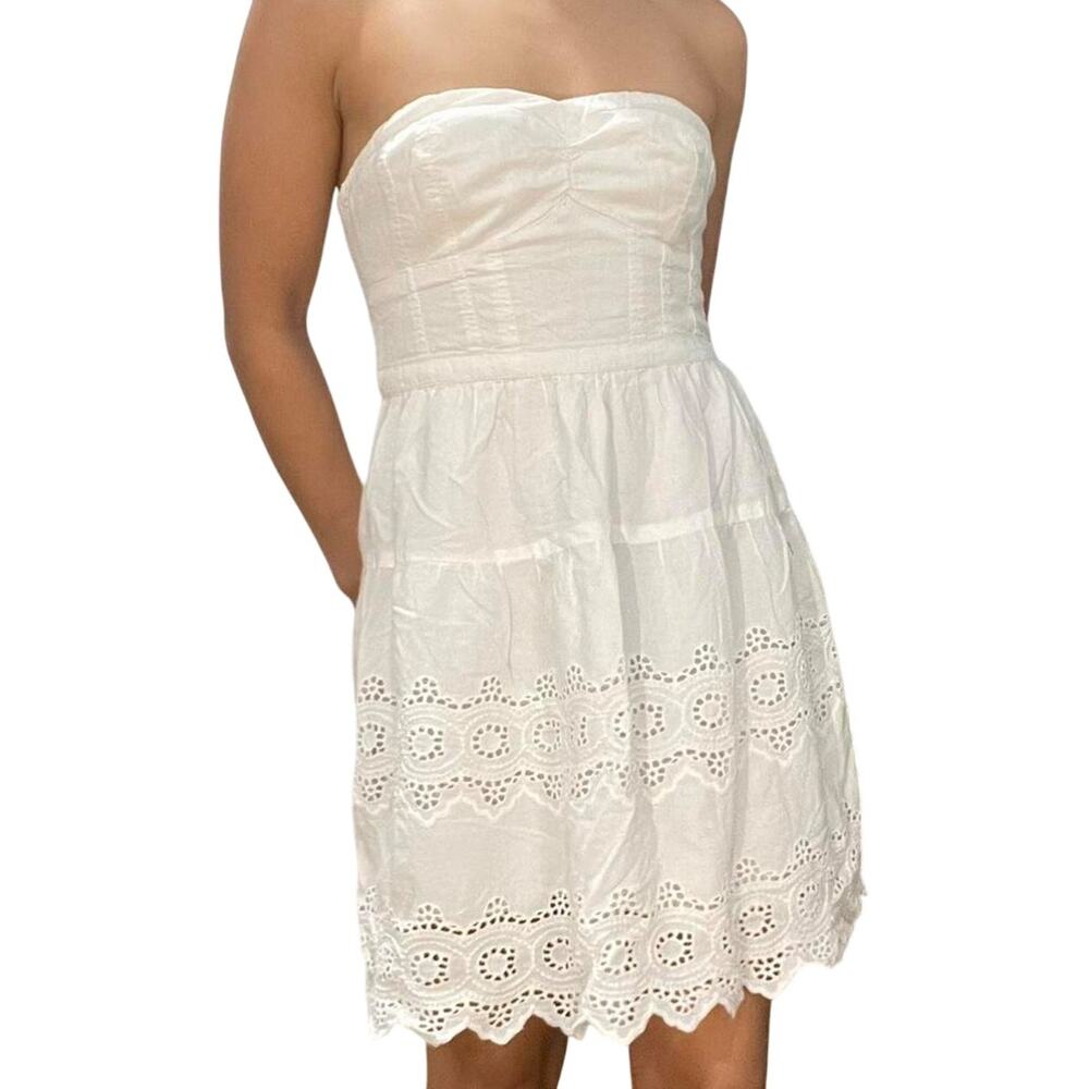 NWT American Eagle White Eyelet Mini Dress Removable Straps Women's 4